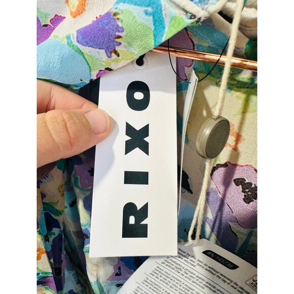 NWT RIXO Lilac link Floral 100% Silk Open Back Dani Maxi Dress Size US 10 - Picture 11 of 16